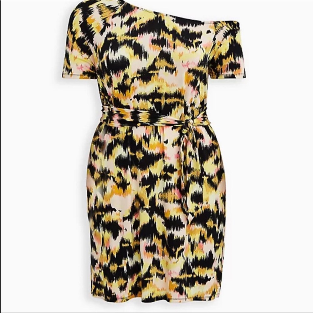 Yellow/black/orange IKAT body con super soft dress